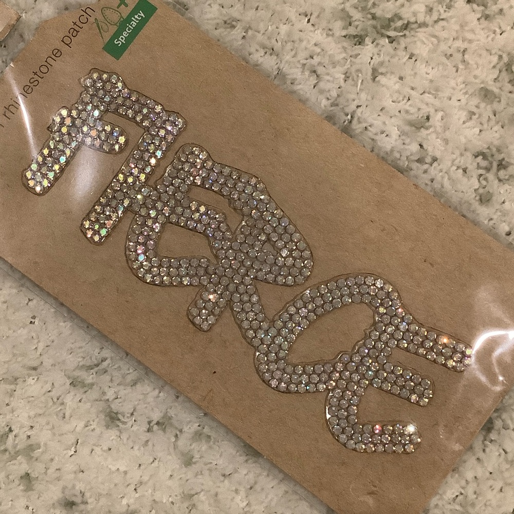 Irridescent Rhinestone Iron On Patch 'Fierce' NWT 4.5”